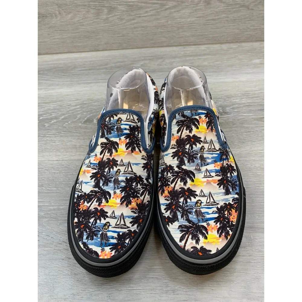 Vans Customs Men's Slip On Hawaiian Tropical Palm Tree 8.5 Classic Shoes